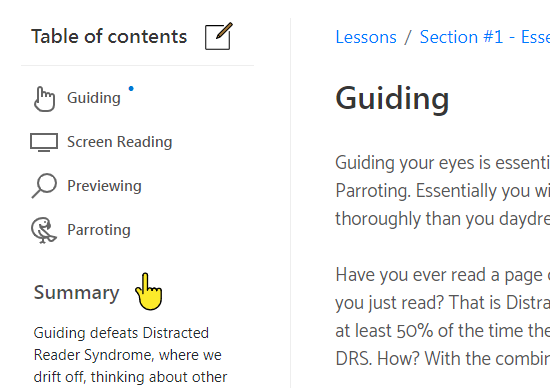 Screenshot of a learning course